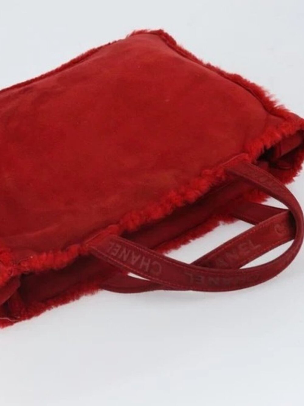 CHANEL Tote Bag Suede Red CC Auth 164529 - Picture 5 of 16